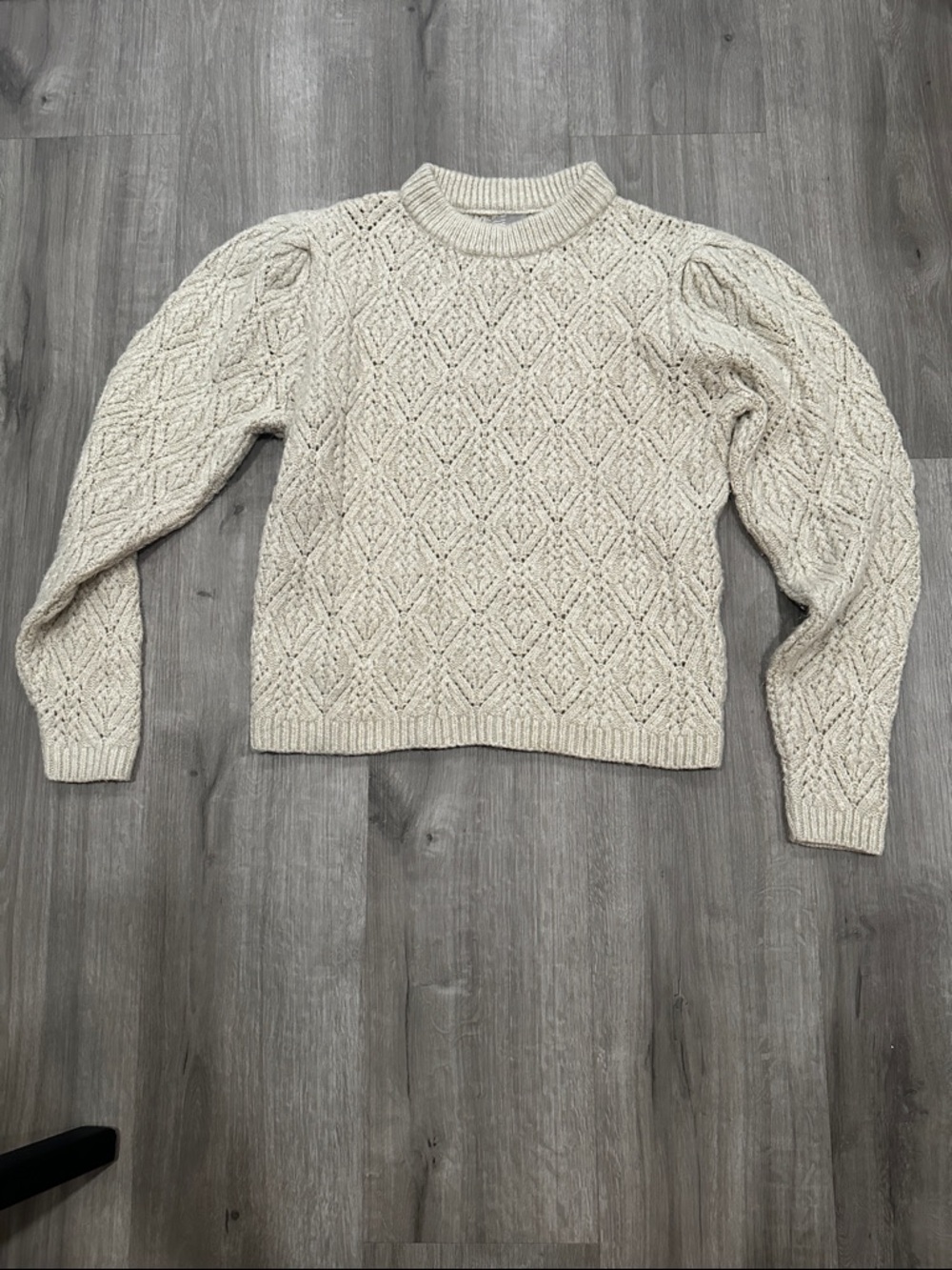 Worn 2x - Pointelle / Open Knit LS Sweater - Oatmeal